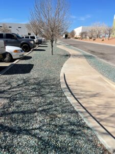 commercial-landscaping-asap-sands-with-pathway-near-parking-lot-and street with trees